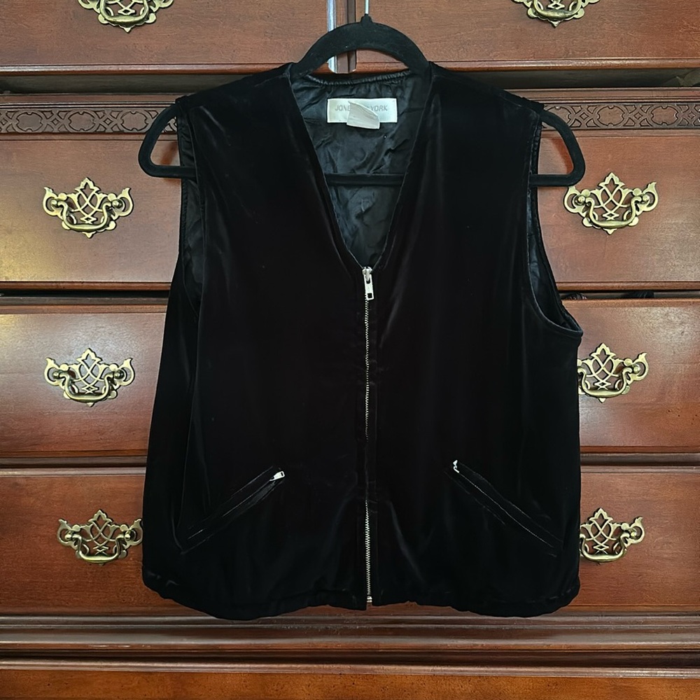 Black Velvet Zip-Up Vest